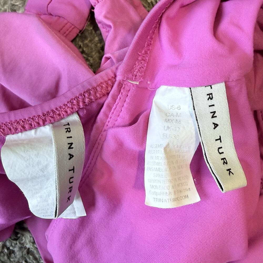 Trina Turk Bikini Solid Pink Size 6 Tie Front - Picture 3 of 3